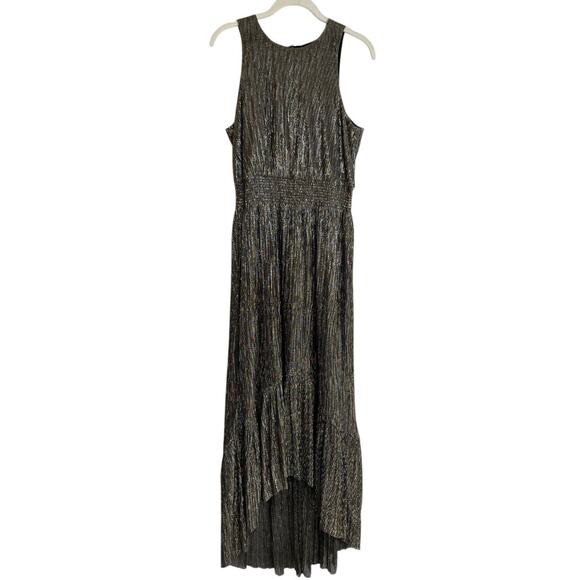 Banana Republic Metallic High-Low Dress Size 6 Gold Mix New - Picture 2 of 11